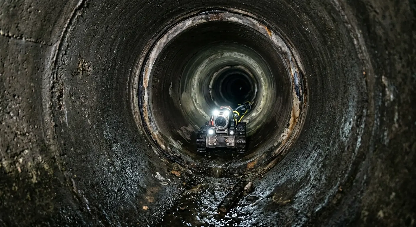 Robotic sewer camera inspecting pipe interior for Sewer Line Cleaning in Hamburg